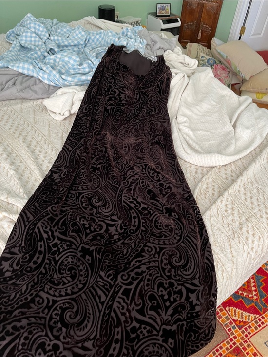 Tahari Dresses & Skirts - Brown Velvet Burnout Maxi Dress